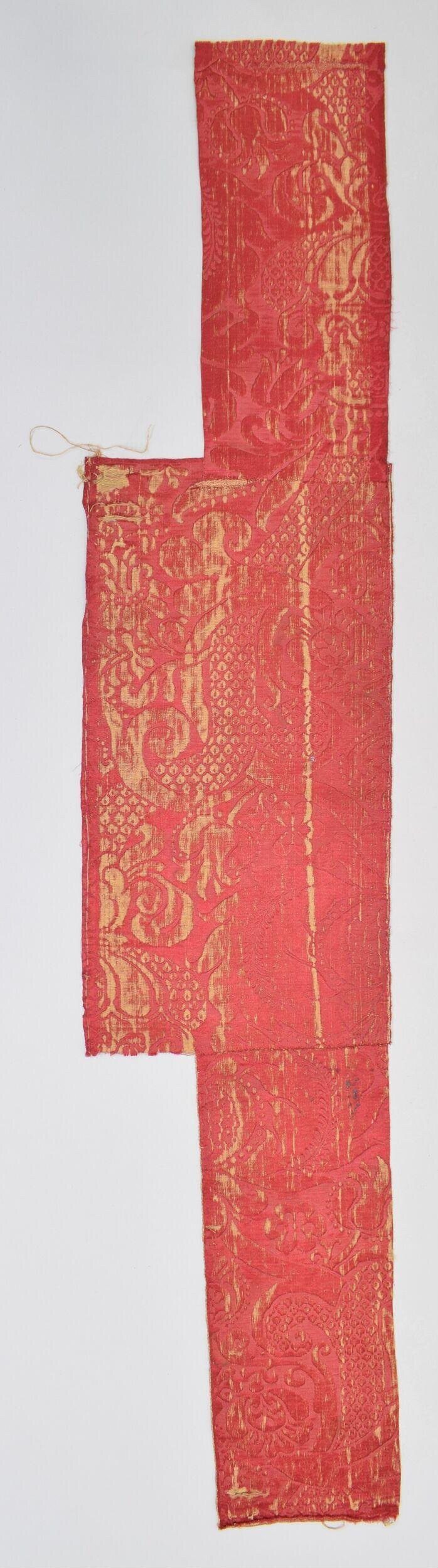 Antique Red Patterned Textile Fragment
