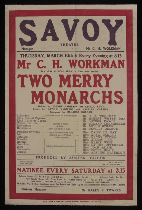 Savoy Theatre Two Merry Monarchs Poster