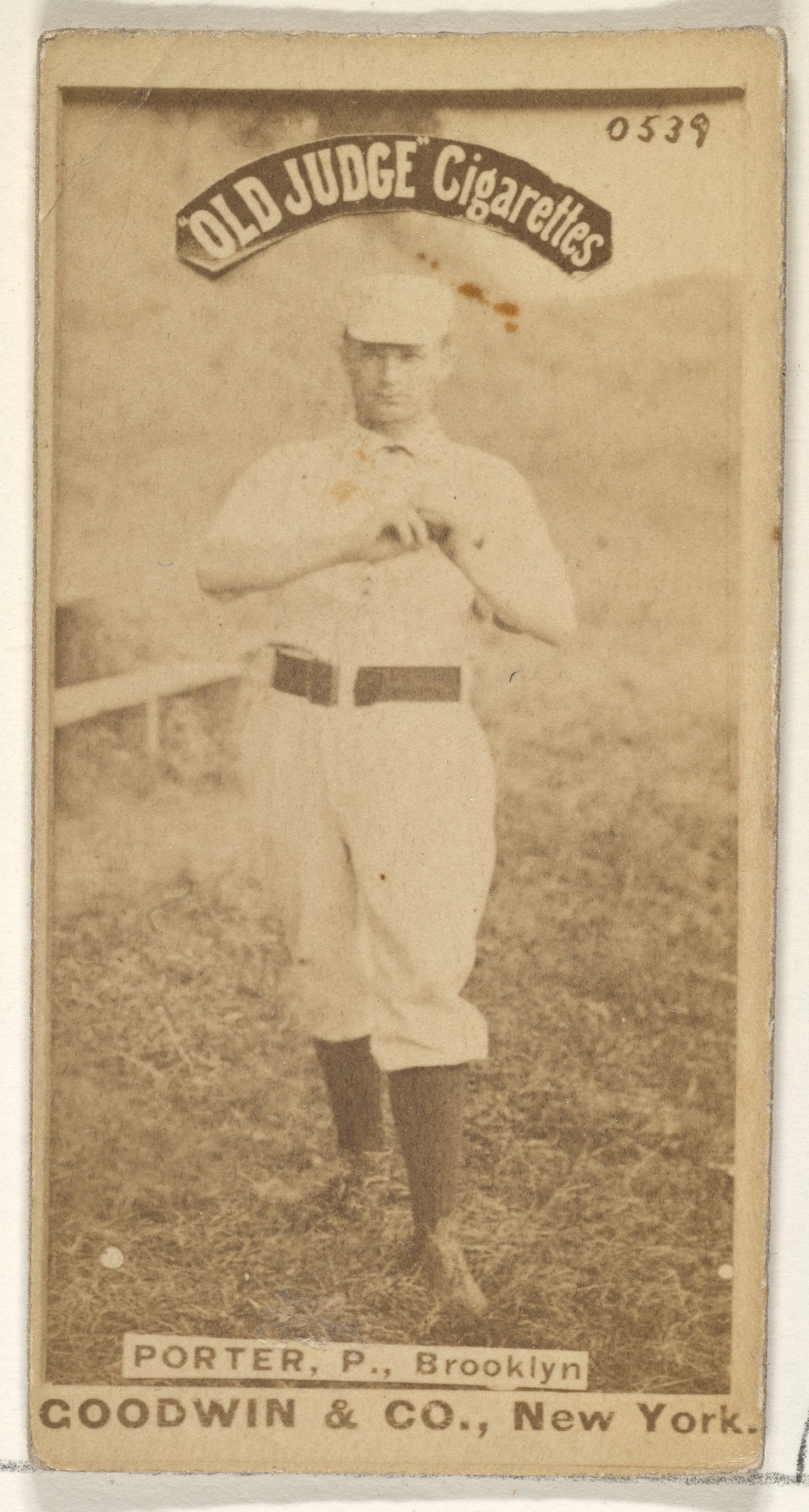 Old Judge Cigarette Brooklyn Porter Baseball Card