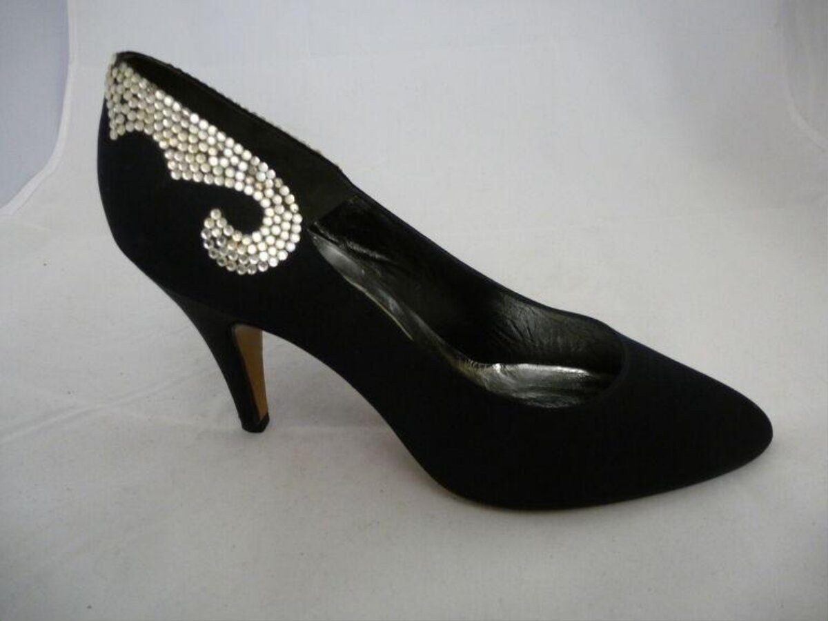 Black Rhinestone High Heel Pump