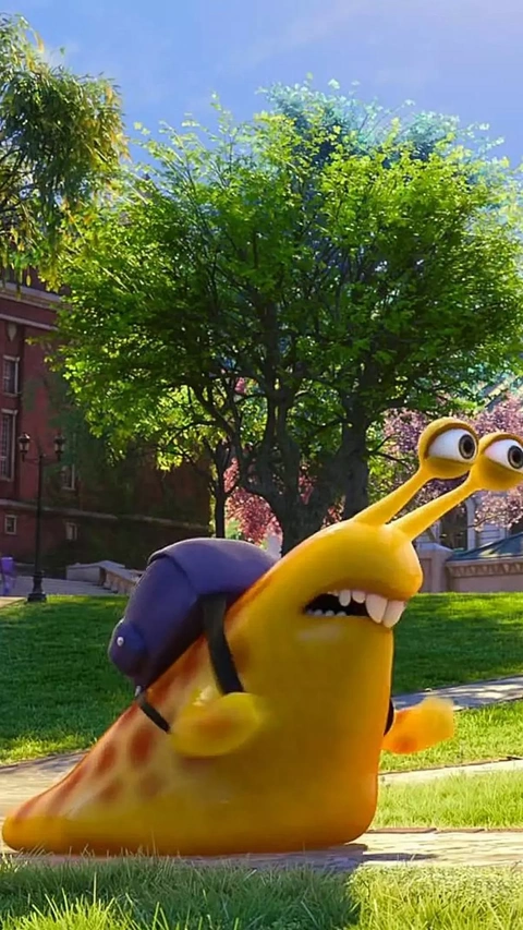 Yellow Animated Snail on Campus Path