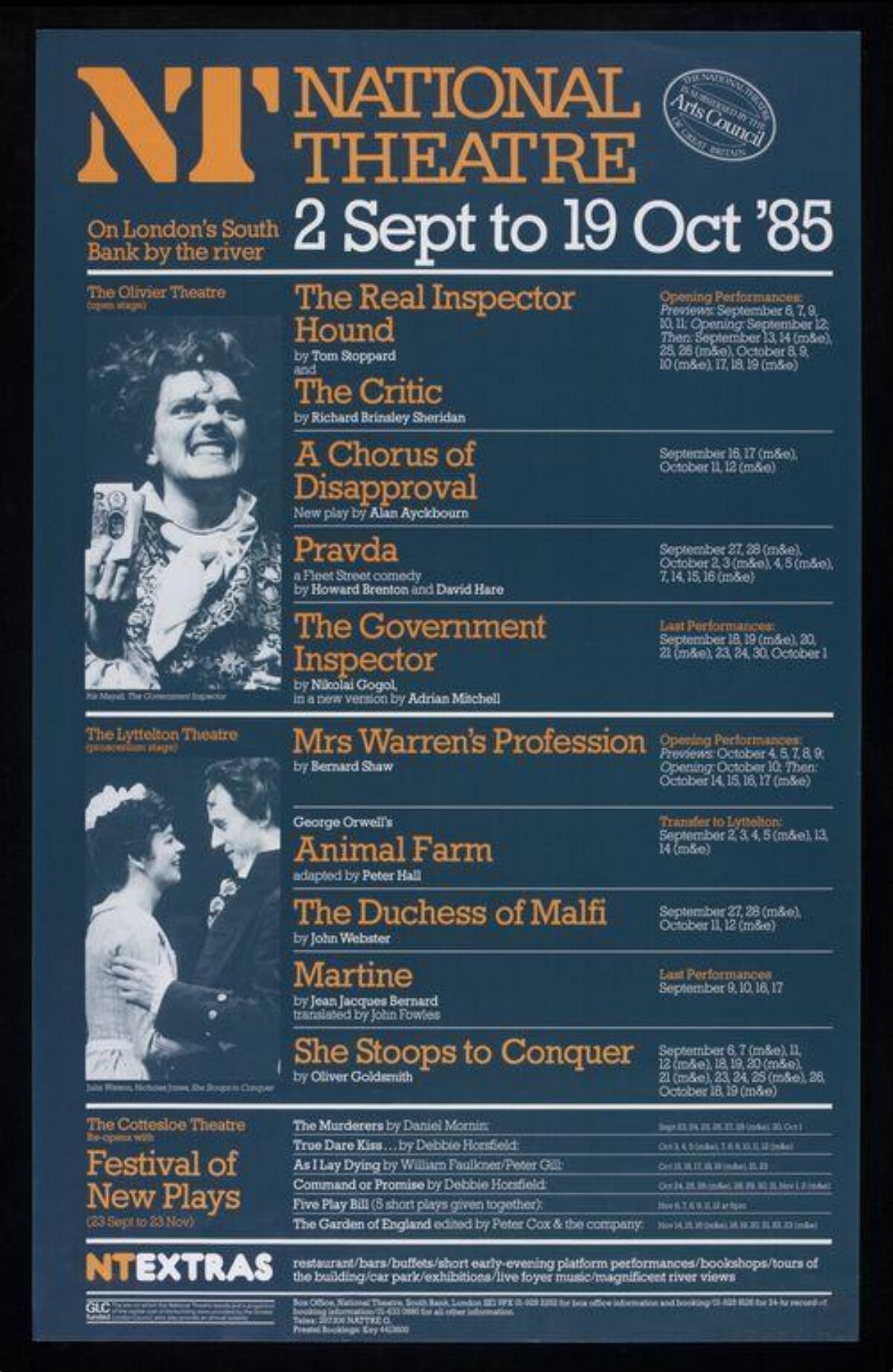 1985 National Theatre Play Schedule Poster