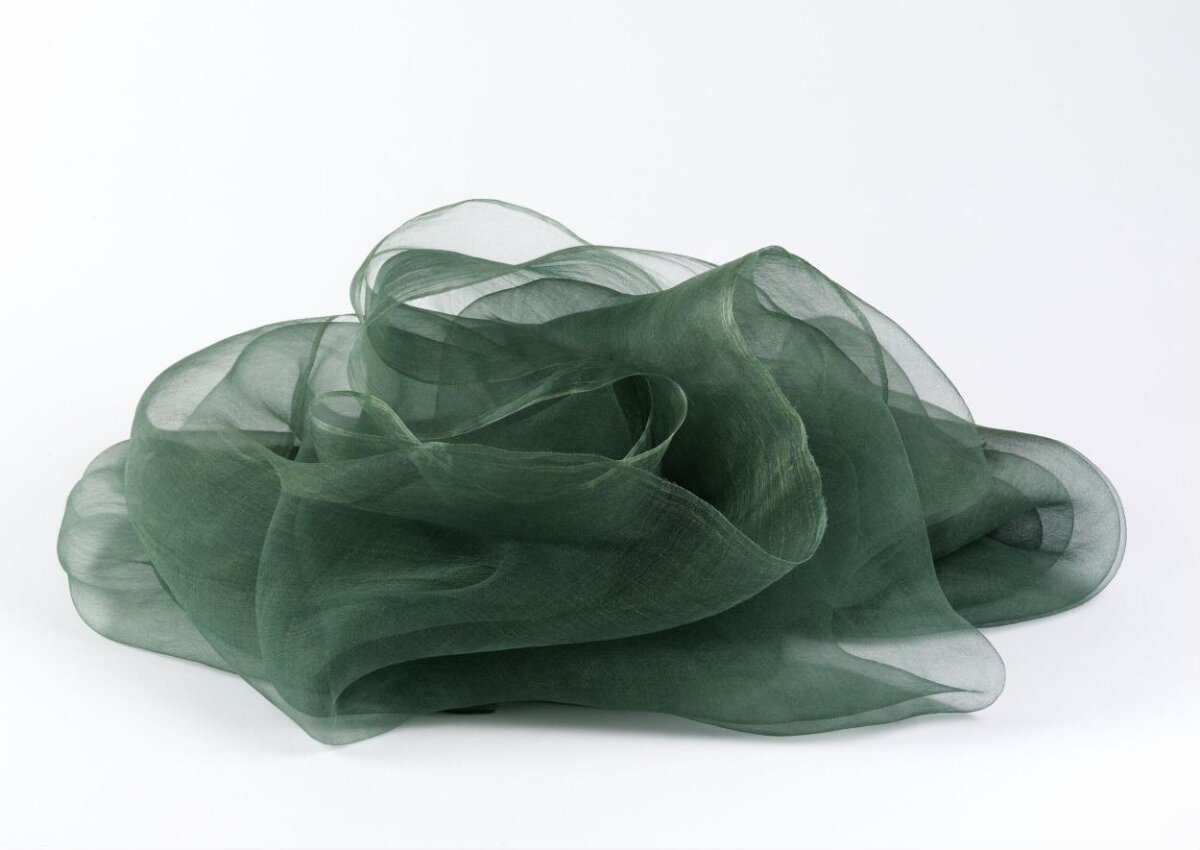 Folded Dark Green Sheer Scarf