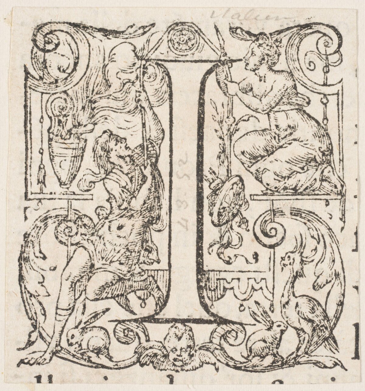 Decorated Initial Letter N Woodcut