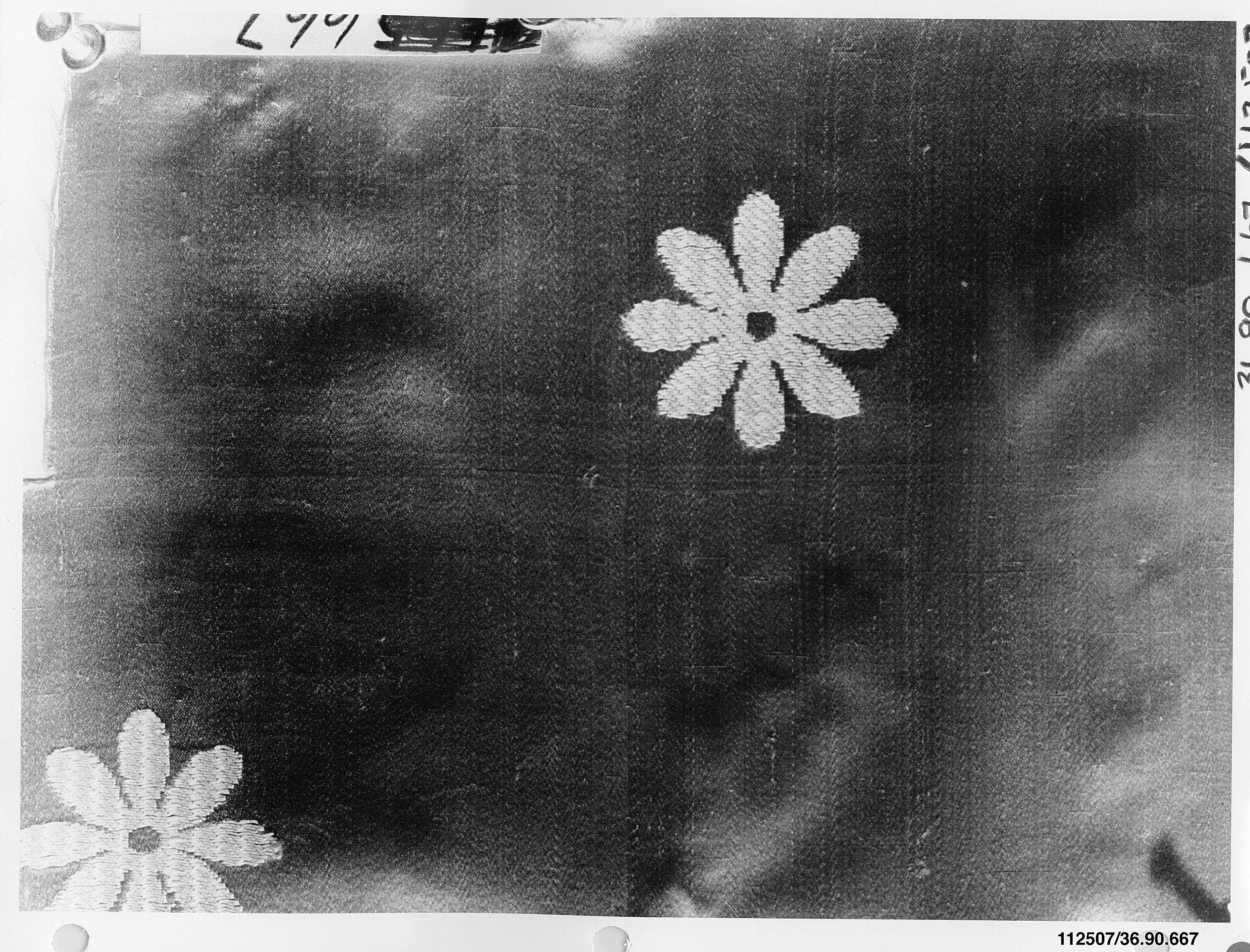 Embroidered Flowers on Textile Fragment