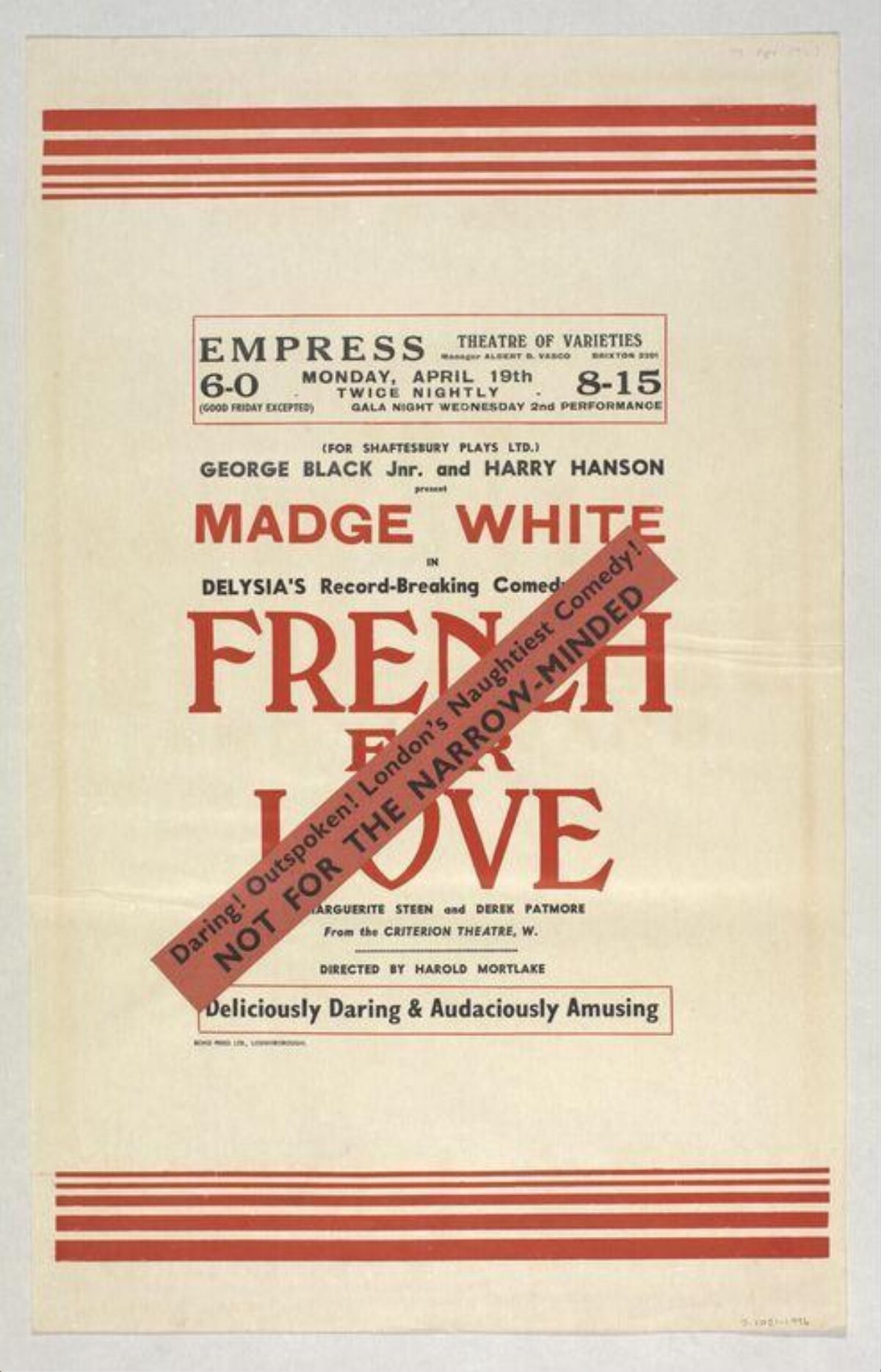 Vintage French For Love Theatre Poster