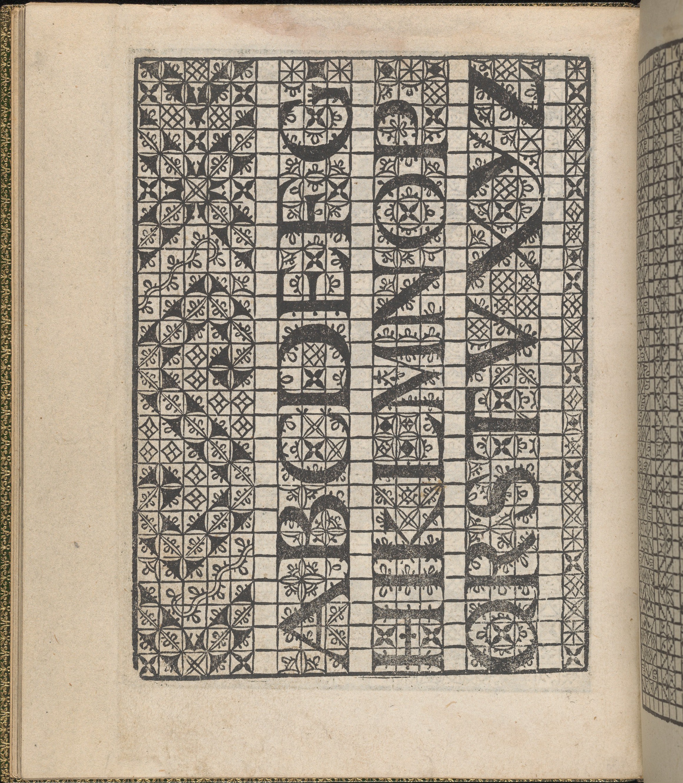 Antique Grid Embroidery Pattern Print