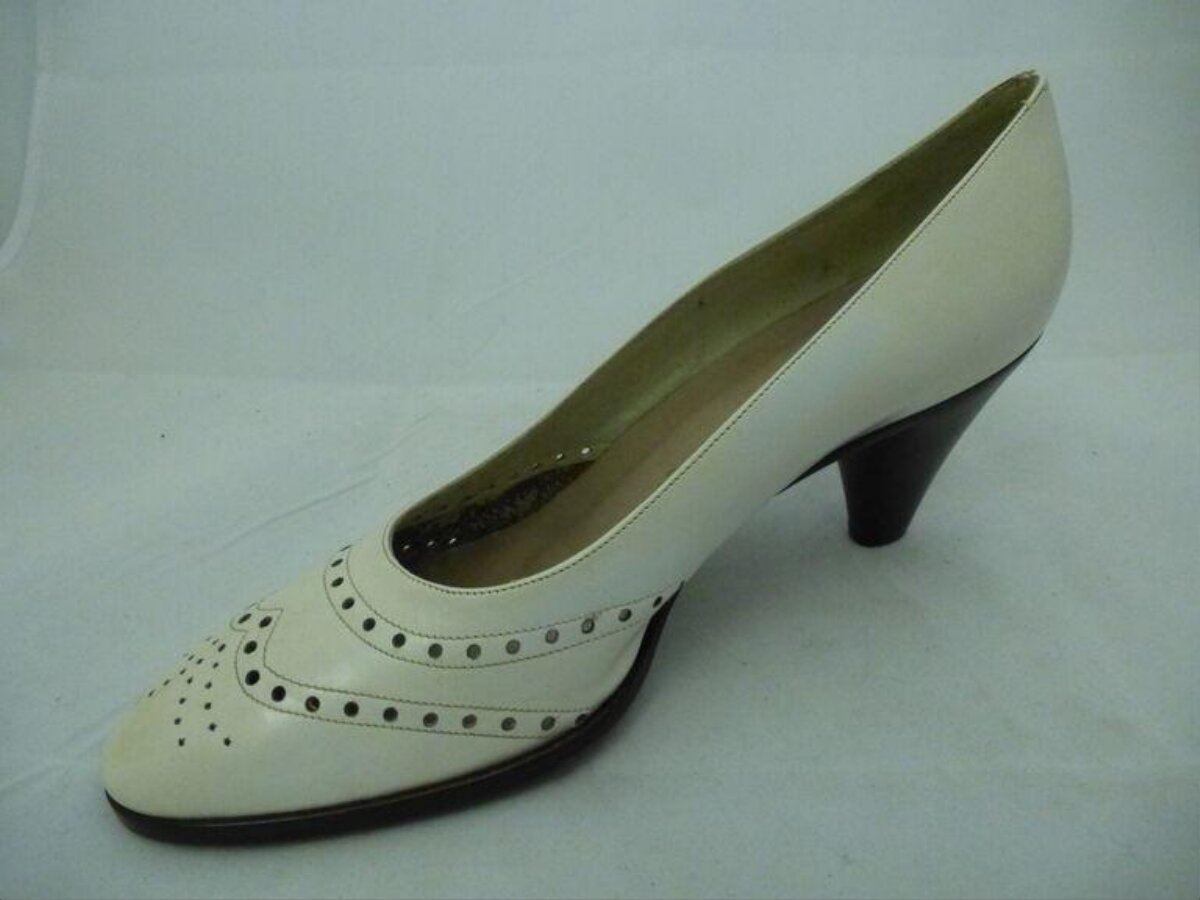 White Brogue High Heel Pump