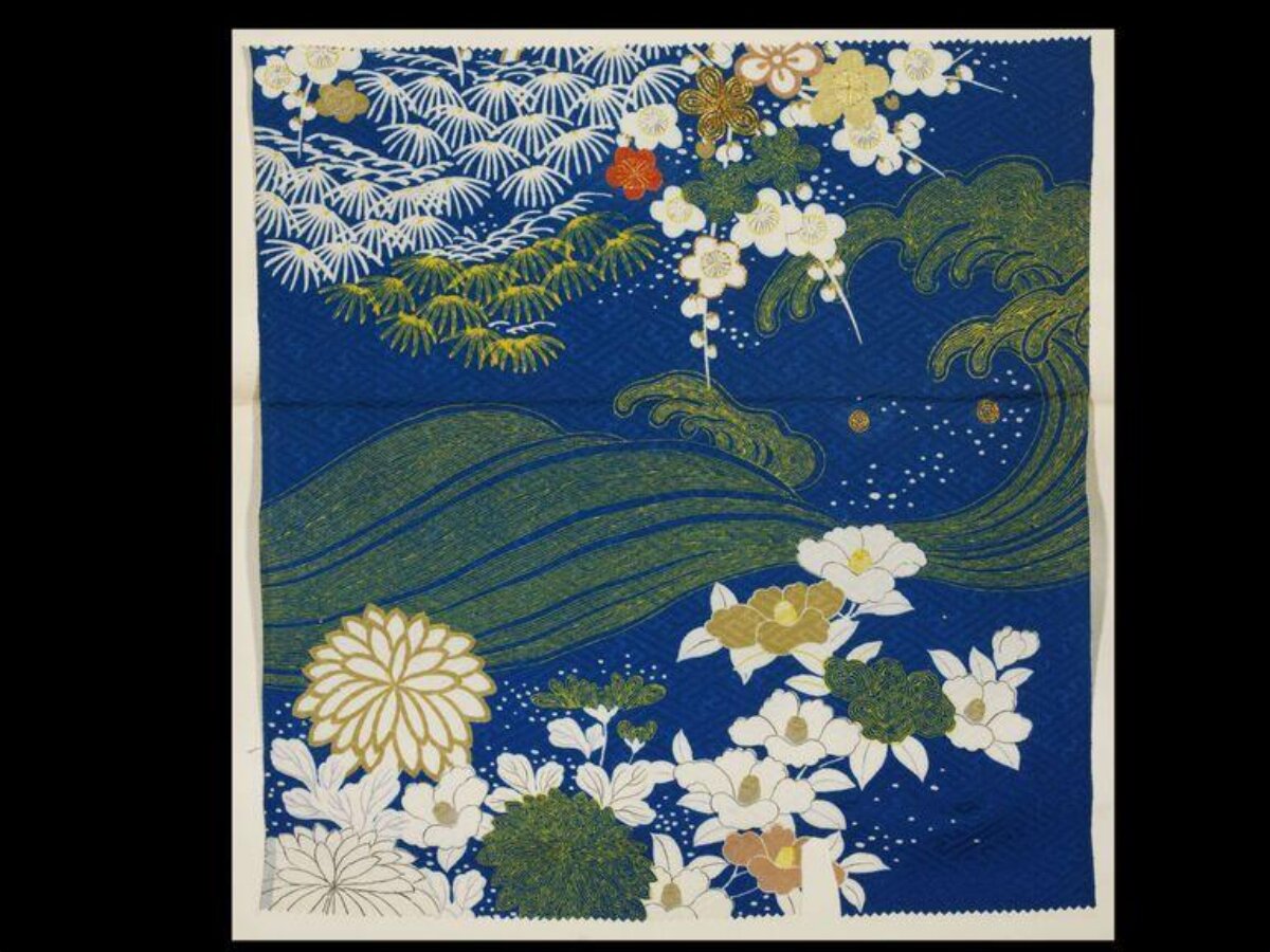 Japanese Floral Wave Textile Pattern