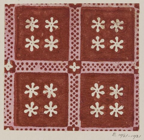 Red Floral Checkered Textile Pattern