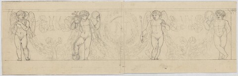 Pencil Sketch of Winged Putti Frieze