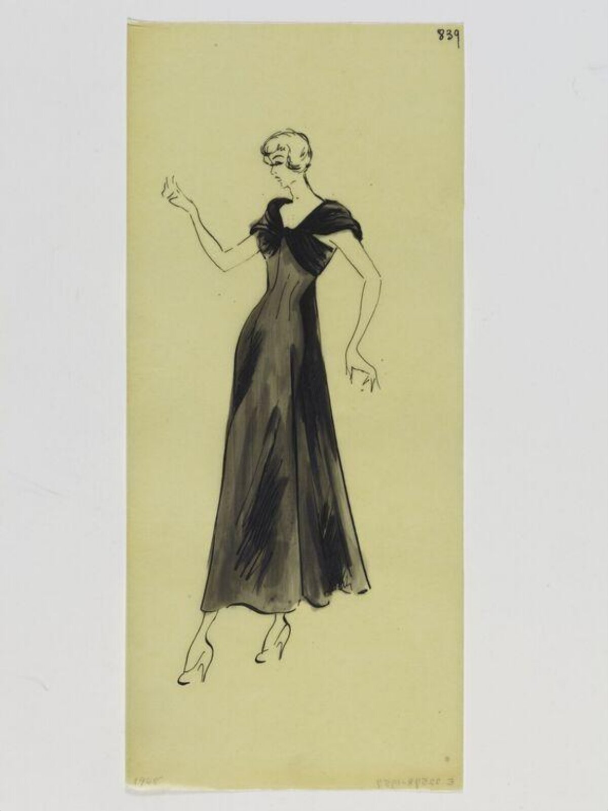 Vintage Black Evening Gown Fashion Sketch