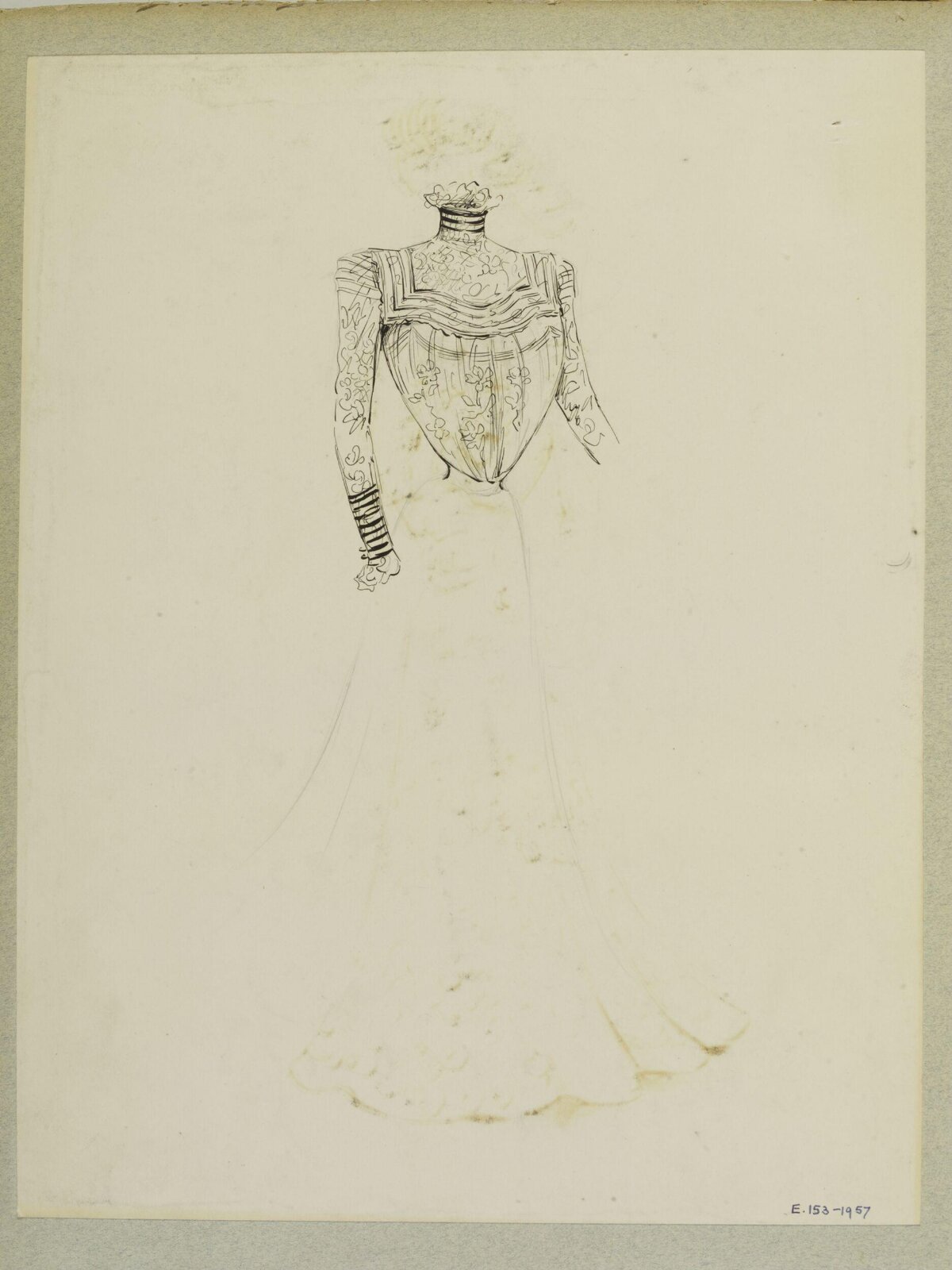 Ink Sketch of Vintage Evening Dress