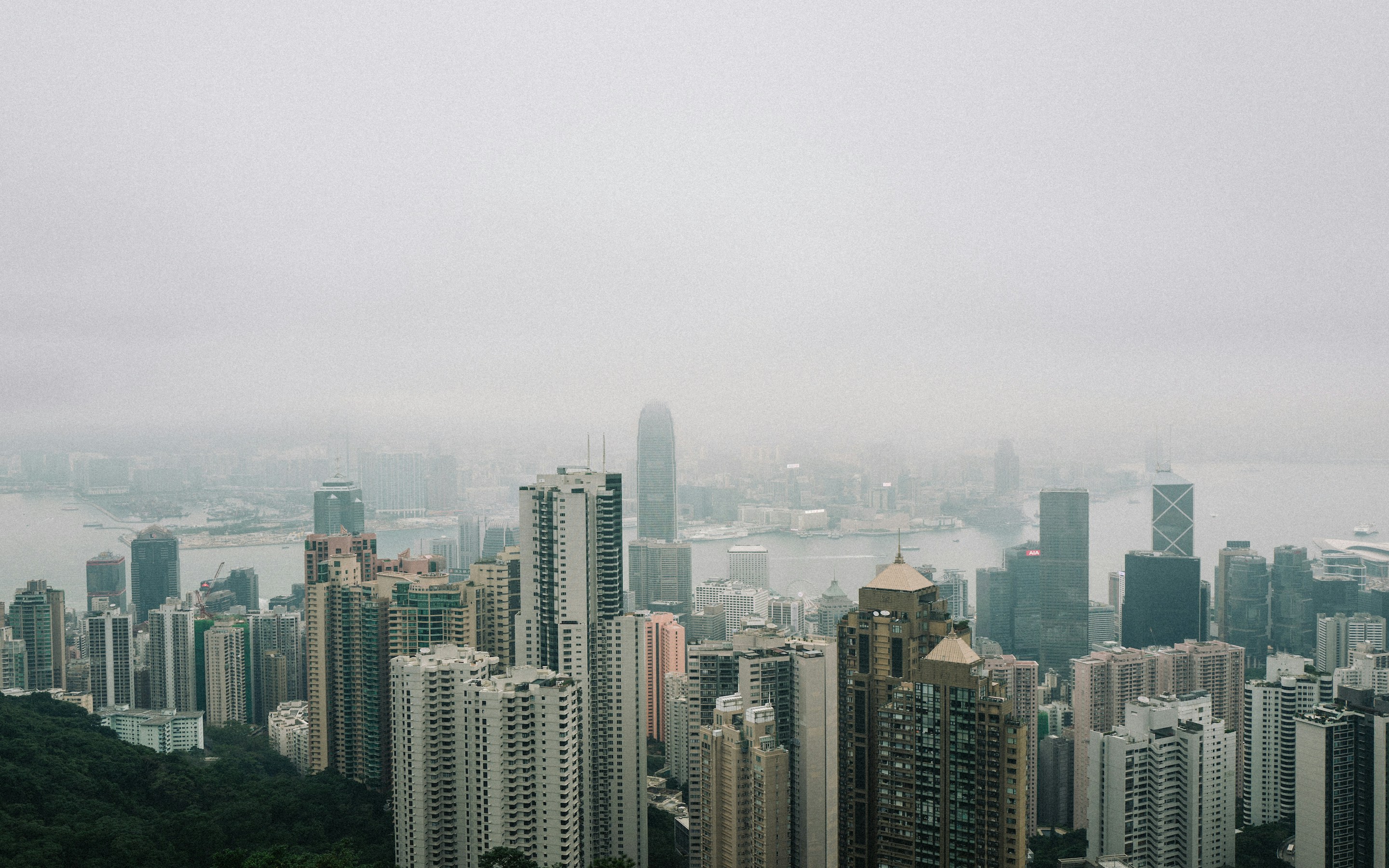 Hong Kong Foggy City Skyline