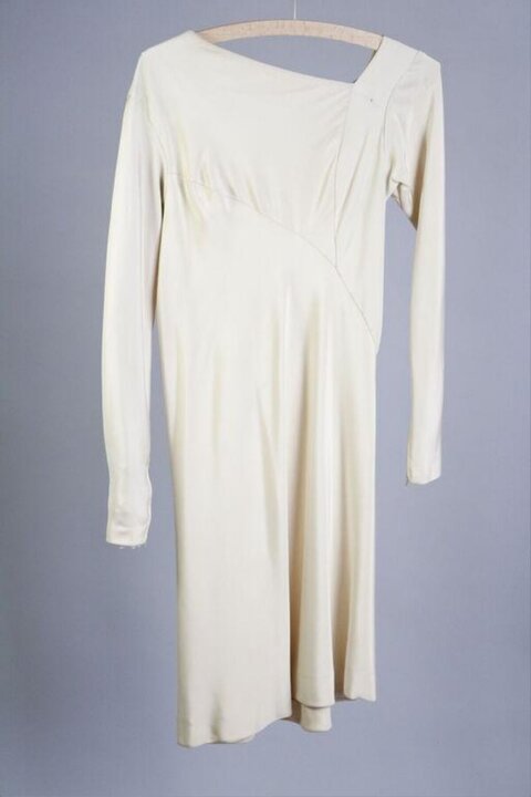 Cream Long Sleeve Midi Dress