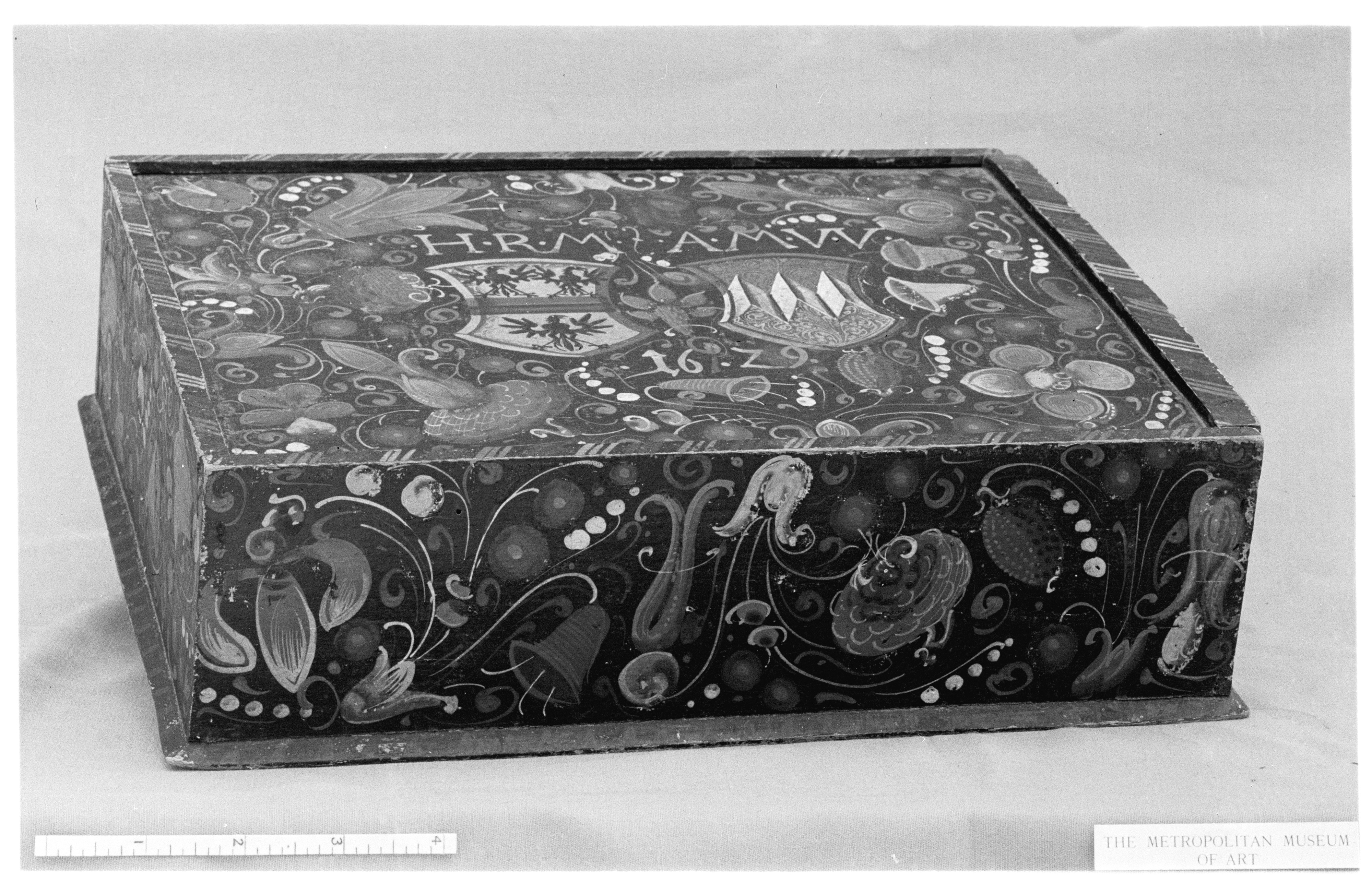 Painted Heraldic Box Dated 1629