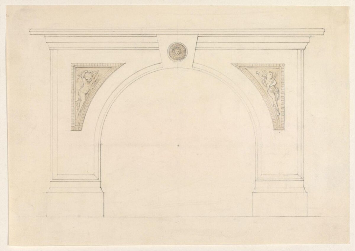 Architectural Sketch of Arched Fireplace