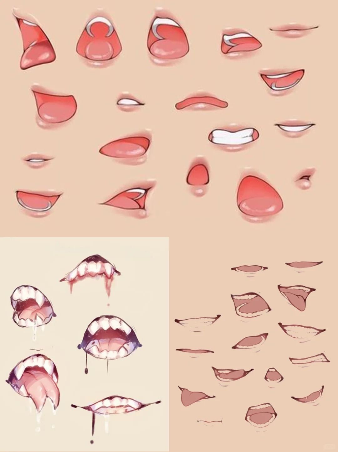 Anime Mouth Drawing Reference Sheet