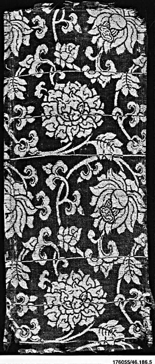 Antique Floral Pattern Textile Fragment