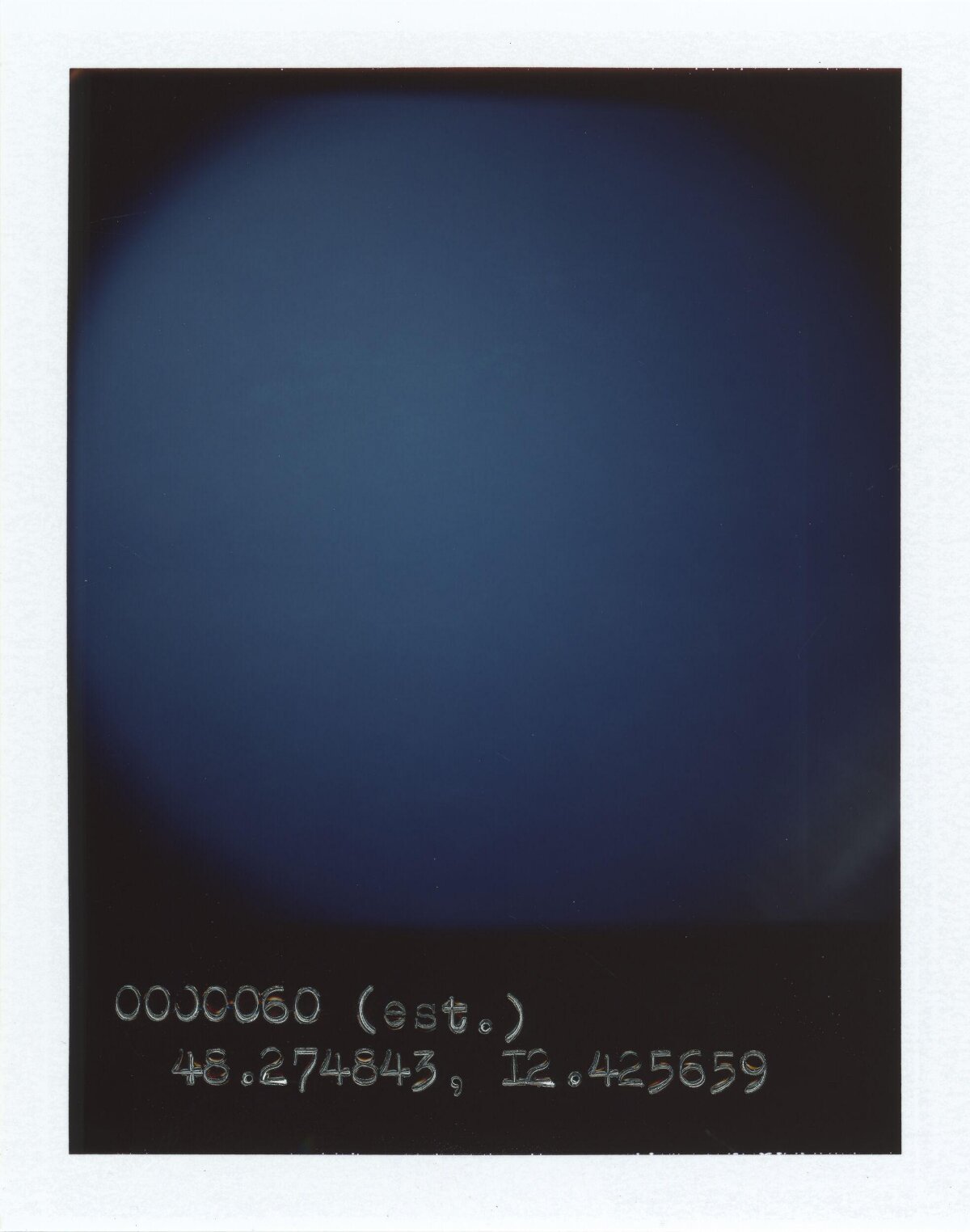 Polaroid of Deep Blue Sky with Coordinates
