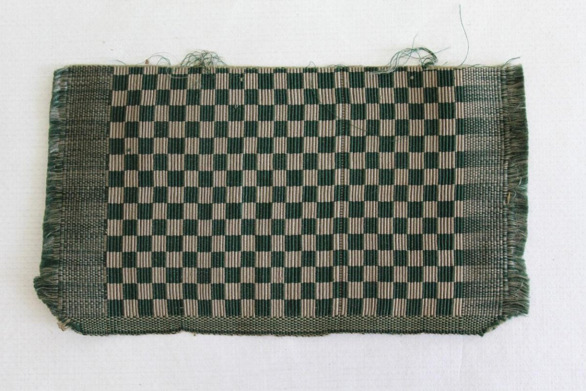 Green Checkered Woven Fabric Sample
