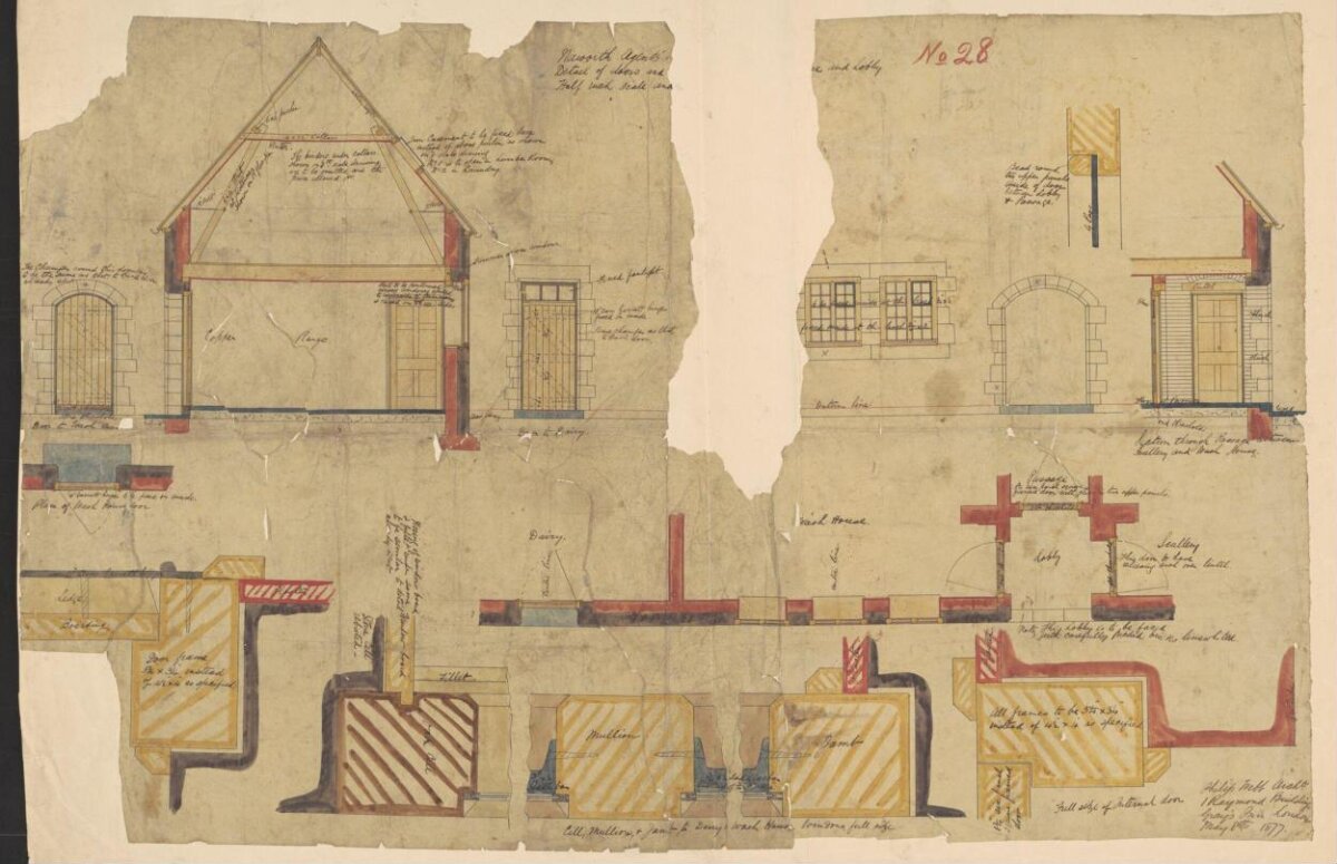 1877 Hand-Drawn Architectural Building Plans