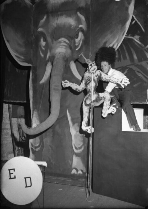 Vintage Ventriloquist With Monkey Puppet