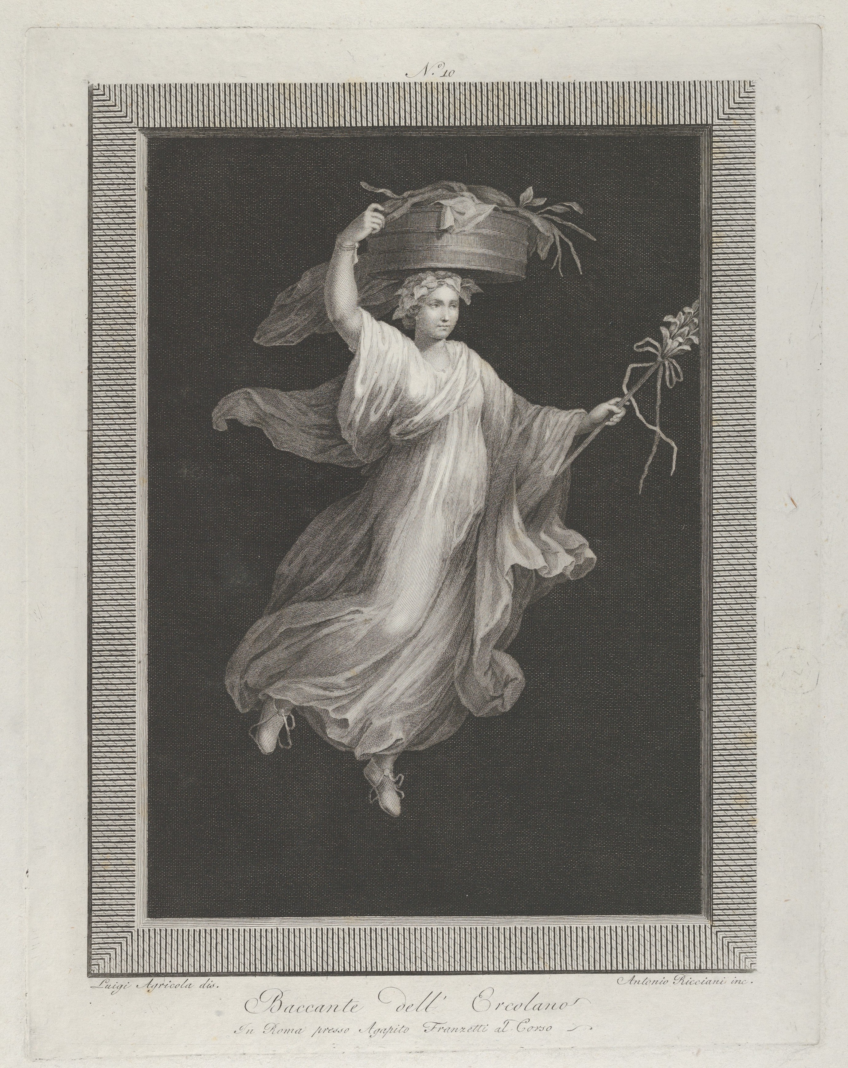 Engraving of a Dancing Bacchante