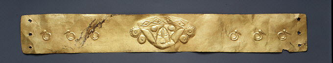 Ancient Embossed Human Face Gold Headband