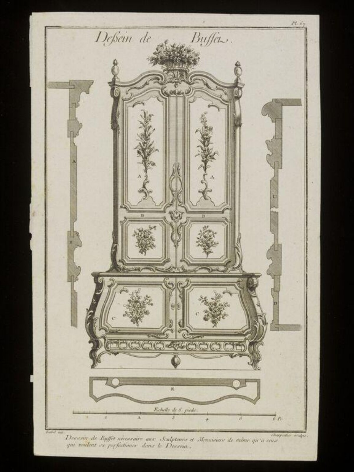 Antique Buffet Design Engraving