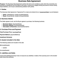 Business Sale Agreement