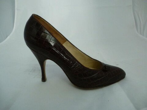 Brown Crocodile Texture High Heel Pump