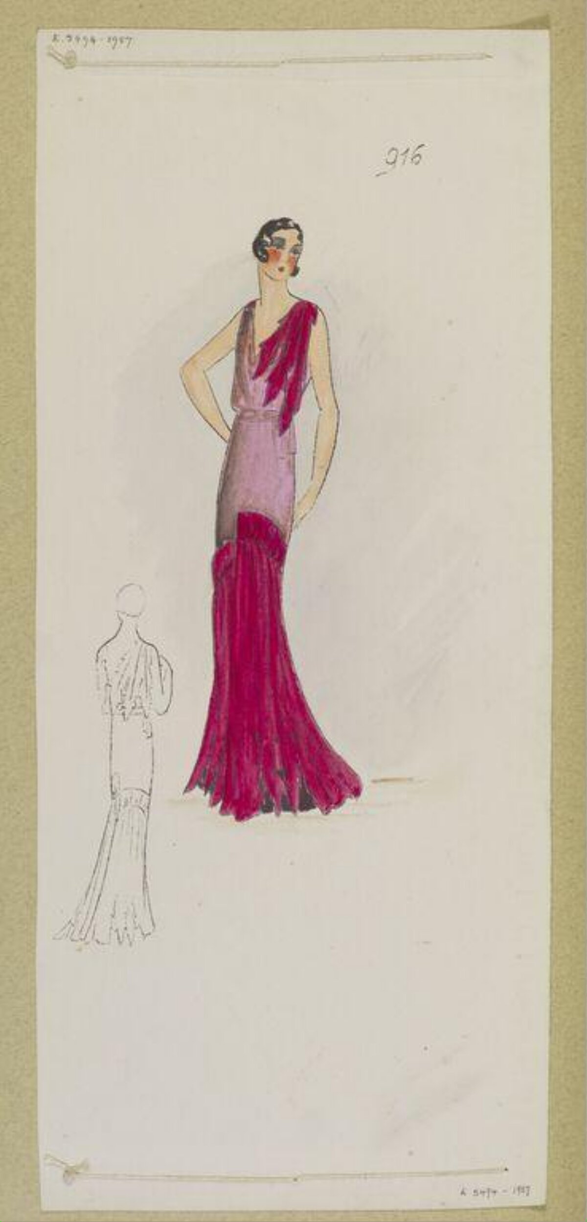 1920s Evening Gown Fashion Sketch