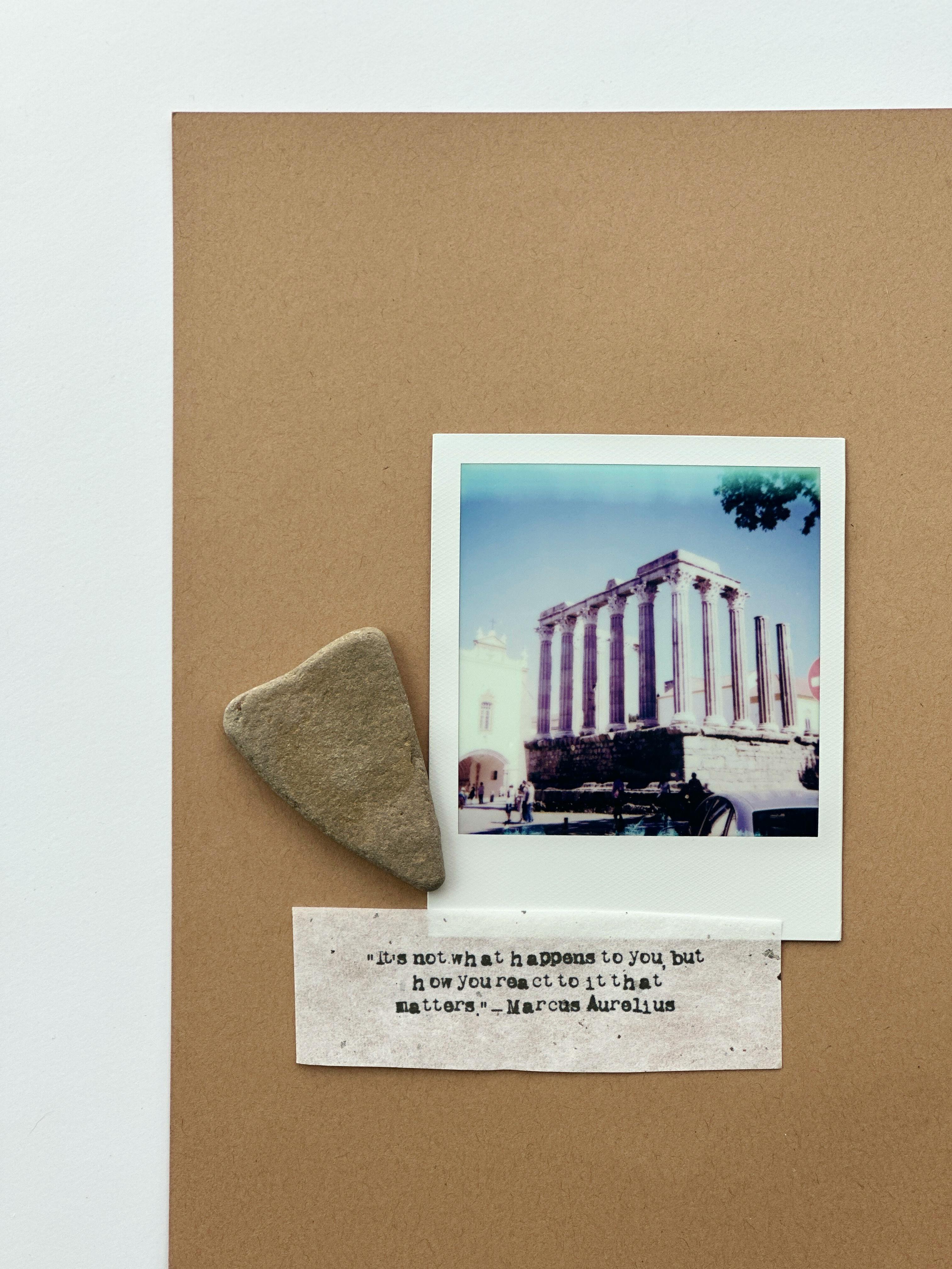 Styled Layout with Ruins Polaroid and Quote