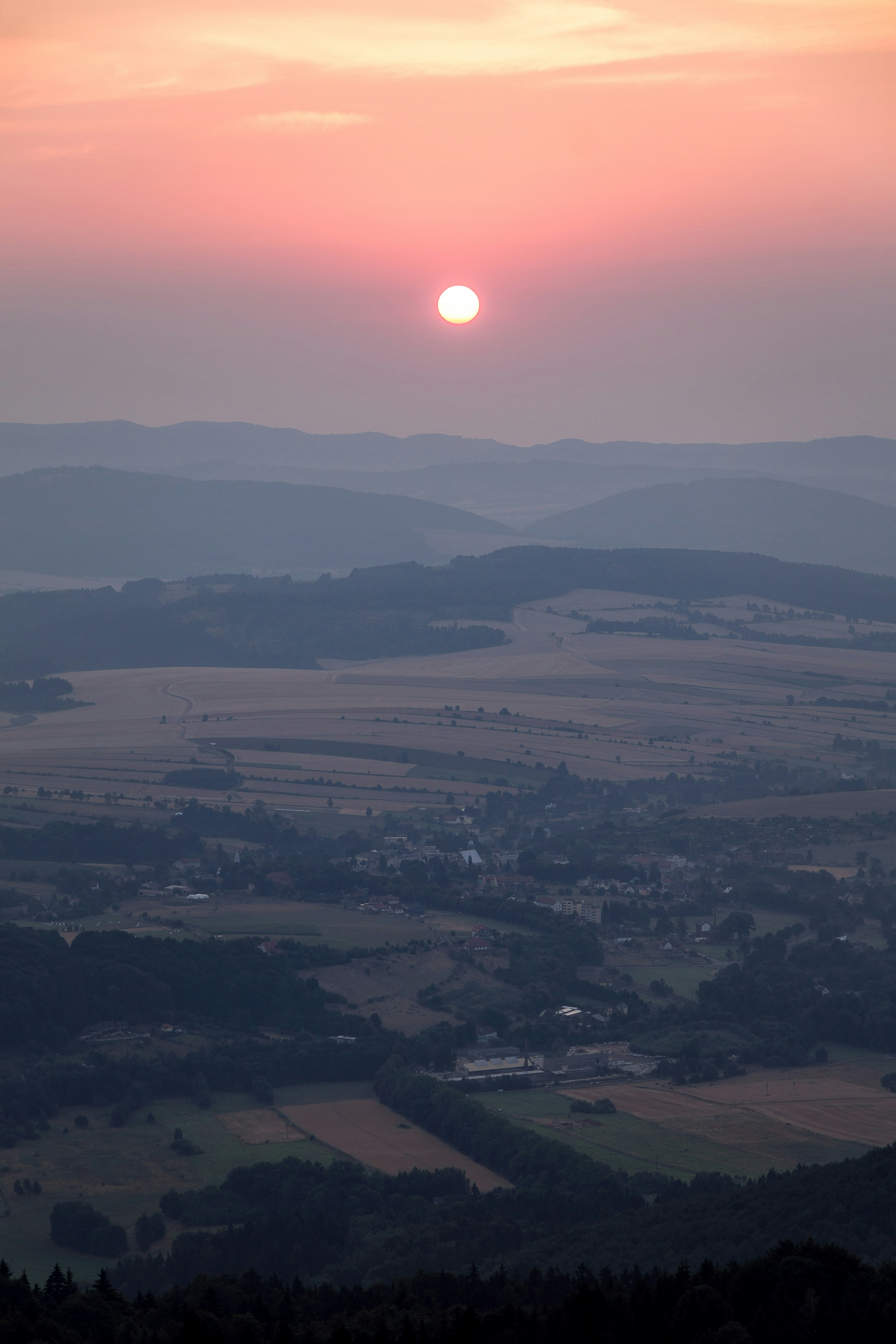 Sunset Over Rural Countryside Landscape