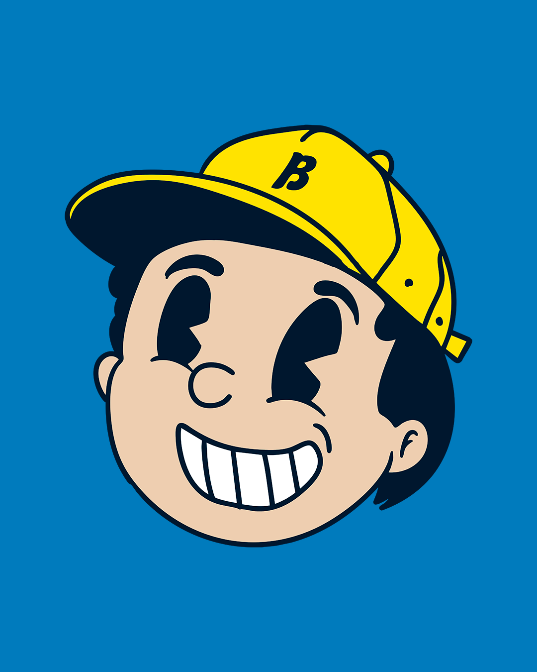 Cheerful Cartoon Boy Mascot Head