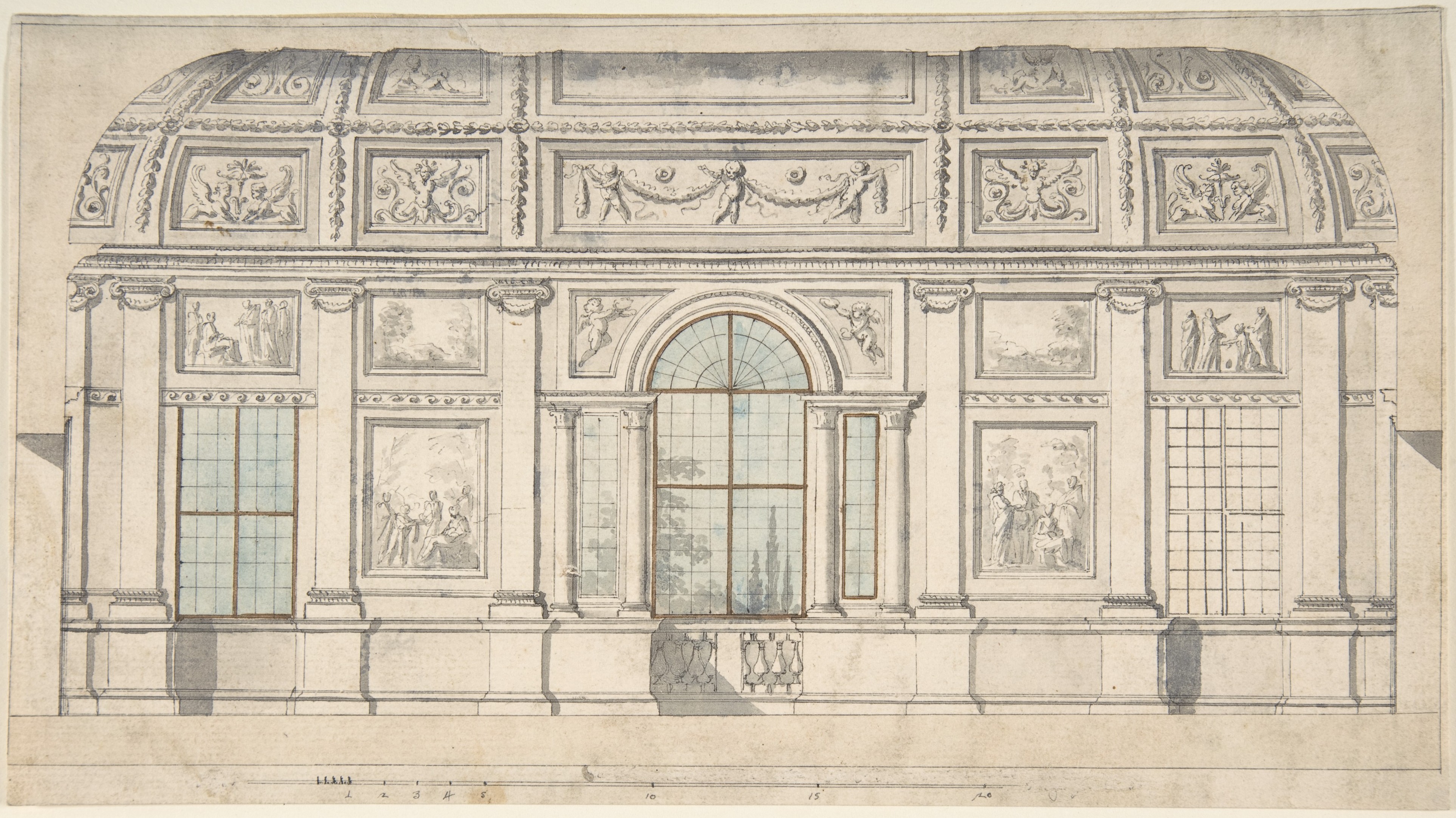 Classical Interior Wall Architectural Drawing