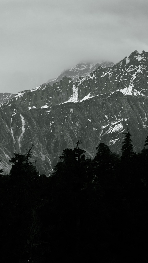 Misty Snowy Mountain Landscape