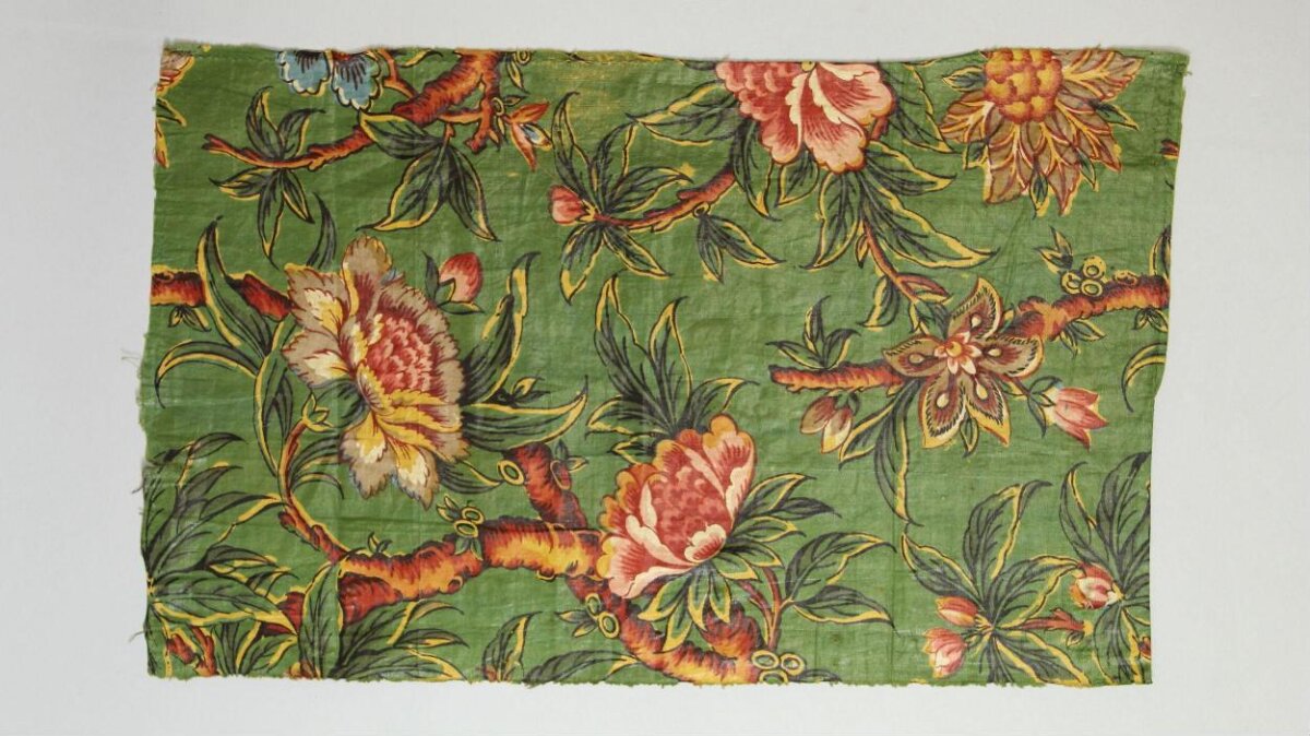 Vintage Green Floral Printed Fabric