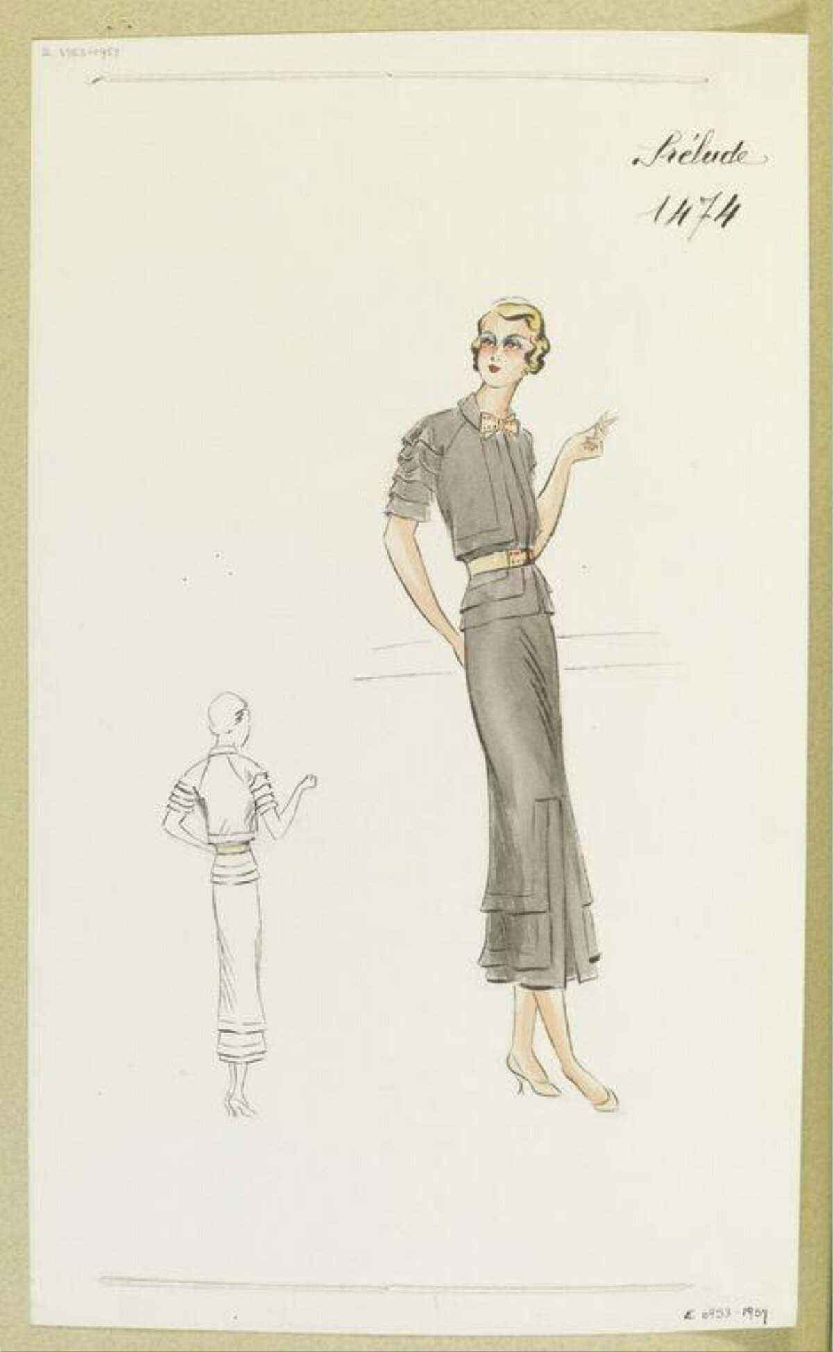 Vintage Day Dress Fashion Sketch