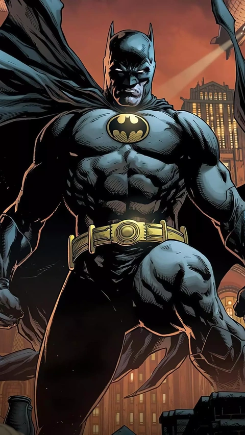 Batman Standing Over Gotham City