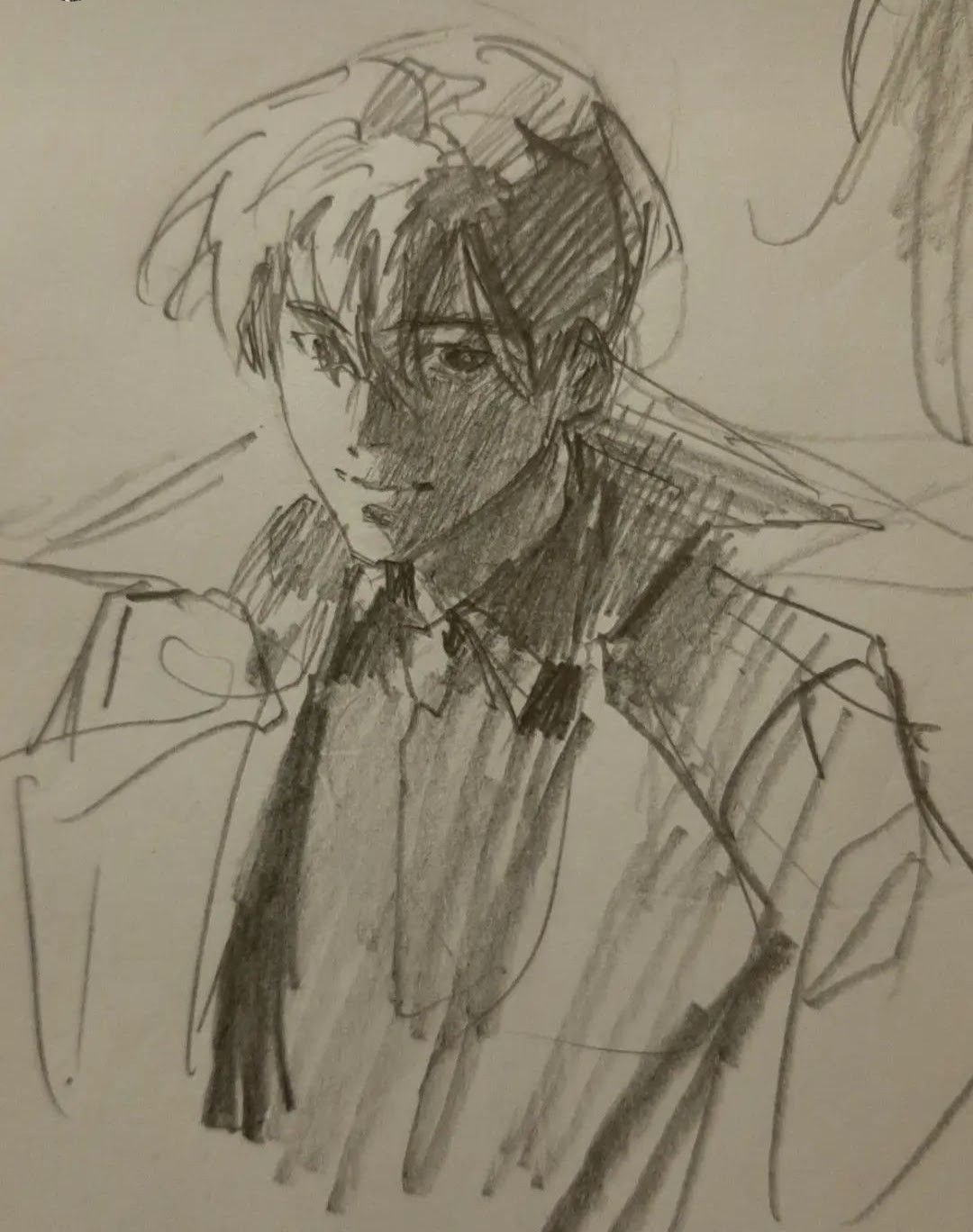 Pencil Sketch of Anime Young Man