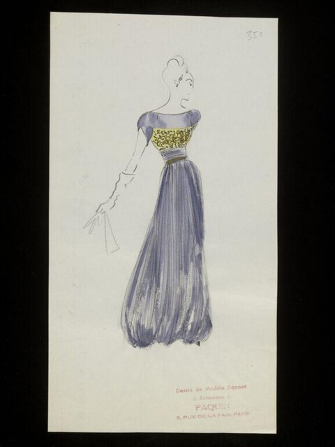 Vintage Evening Gown Fashion Sketch