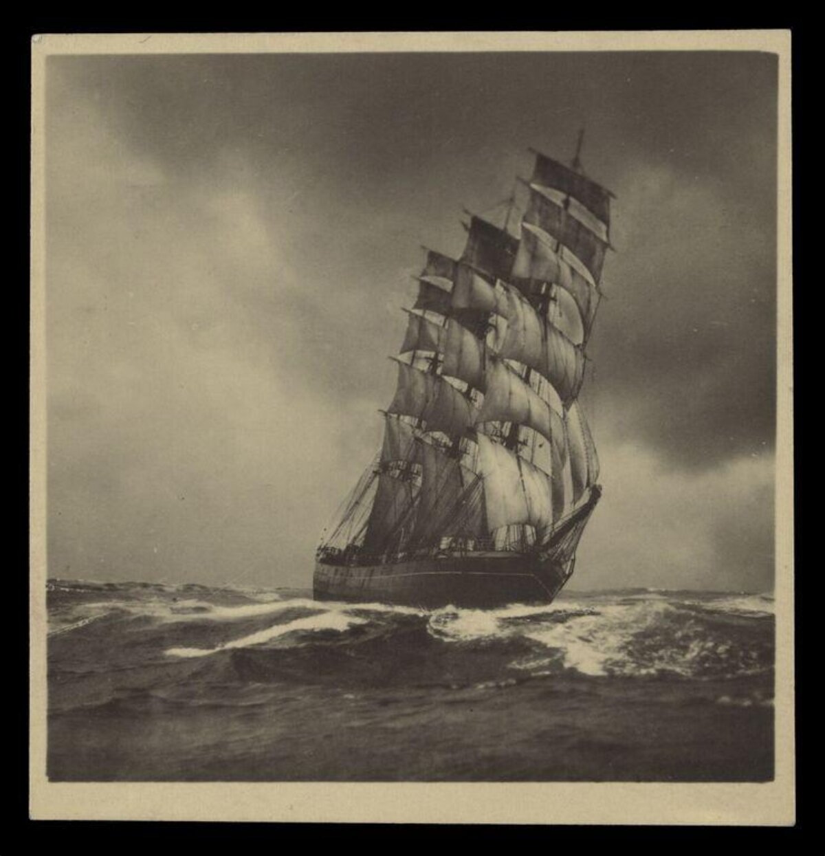 Vintage Clipper Ship on Rough Sea