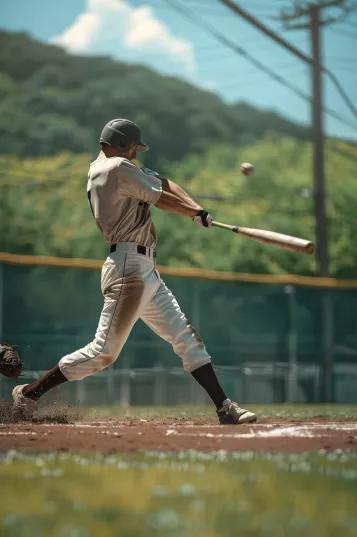 Baseball Batter Swinging at Pitch