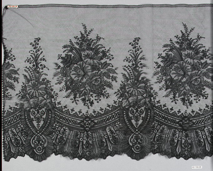 Antique Floral Black Lace Trim