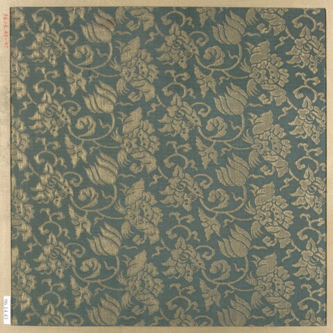 Blue-Gold Traditional Floral Brocade