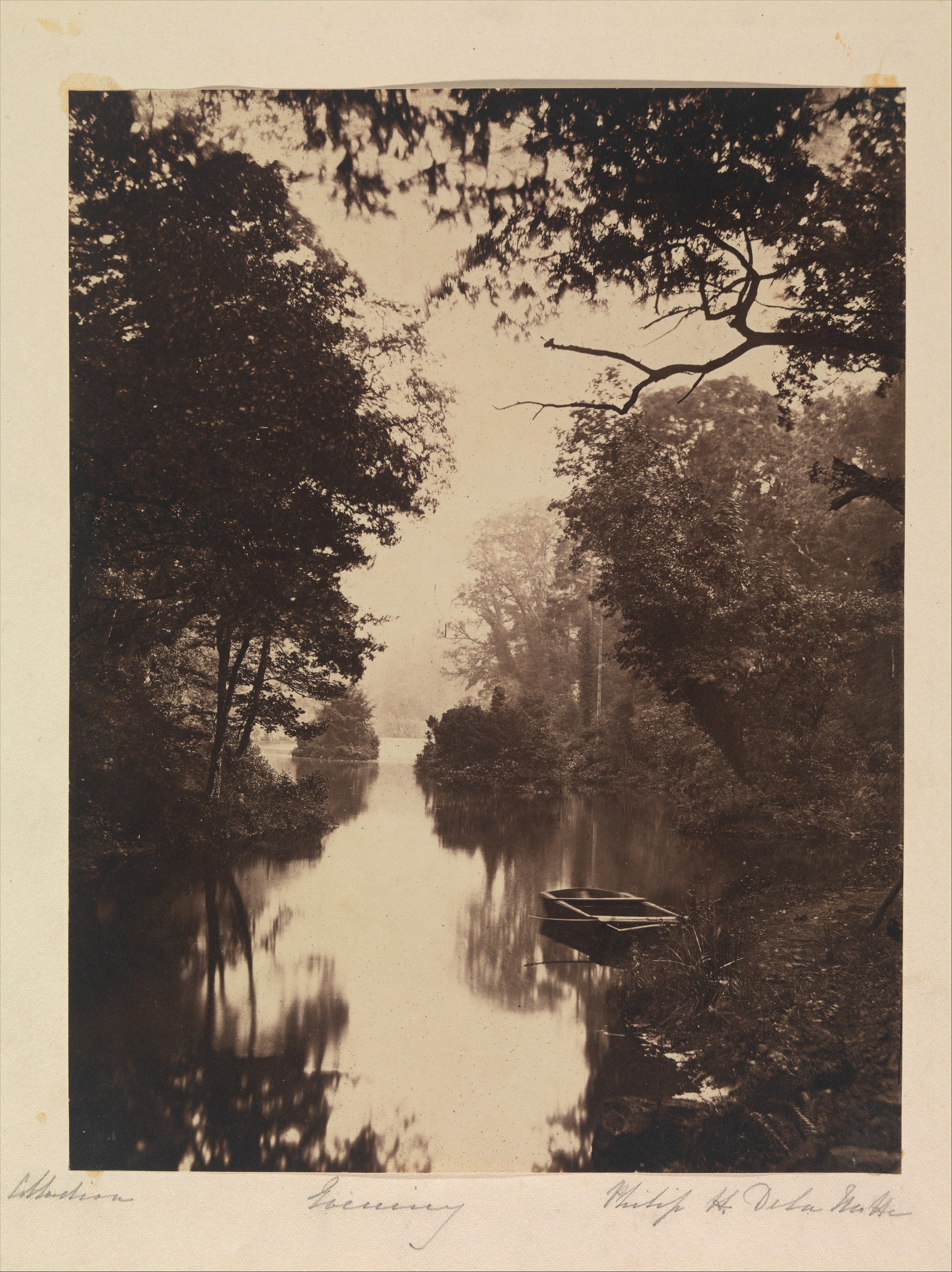 Calm River Scene with Moored Boat