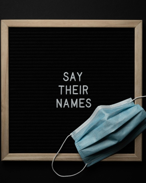 Say Their Names Letter Board With Face Mask