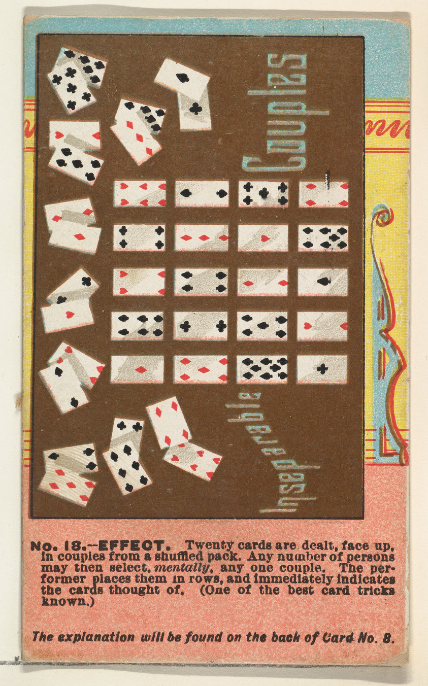Vintage Card Trick Instruction Card